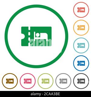 Accommodation discount coupon flat color icons in round outlines on white background Stock Vector
