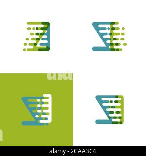 ZI letters logo with accent speed green and blue Stock Vector