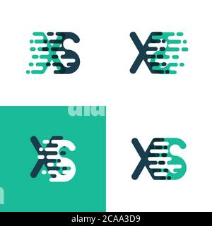 XS letters logo with accent speed green and blue Stock Vector