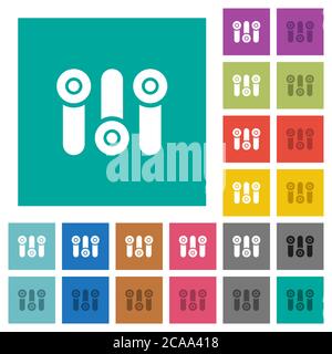 Control panel multi colored flat icons on plain square backgrounds. Included white and darker icon variations for hover or active effects. Stock Vector