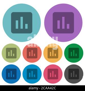 Chart darker flat icons on color round background Stock Vector