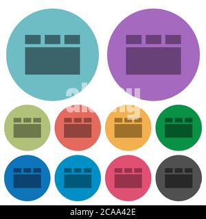 Horizontal tabbed layout darker flat icons on color round background Stock Vector