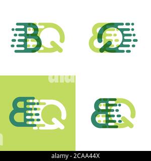 BQ letters logo with accent speed in light green and dark green Stock Vector
