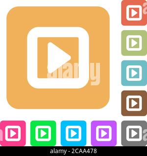 Toggle right flat icons on rounded square vivid color backgrounds. Stock Vector
