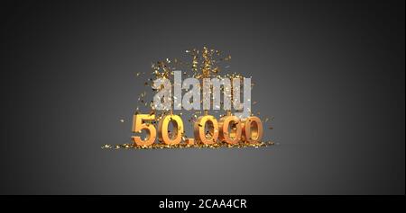 50 K followers thank you illustration dark background 3D rendering Stock Photo