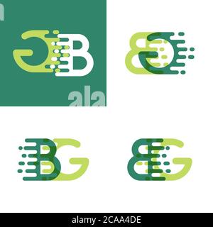 BG letters logo with accent speed in light green and dark green Stock Vector