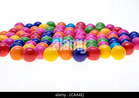 Colorful bubble gum, colorful chewing gums texture, Colorful Gum Balls Pile Background Close Up Stock Photo