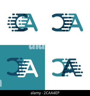 CA letters logo with accent speed in light green and dark blue Stock Vector