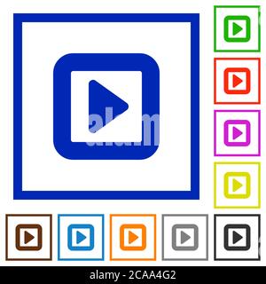 Toggle right flat color icons in square frames on white background Stock Vector