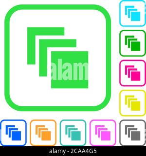 Multiple canvases vivid colored flat icons in curved borders on white background Stock Vector