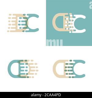 DC letters logo with accent speed in cream and pastel green Stock Vector