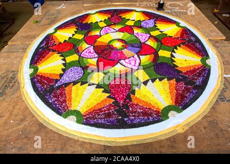 traditional kummatti folk dance performers during onam celebration,thrissur,kizhakkumpattukara kummatti,kerala,onam festival,india,pradeep subramanian Stock Photo