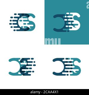 CS letters logo with accent speed in light green and dark blue Stock Vector