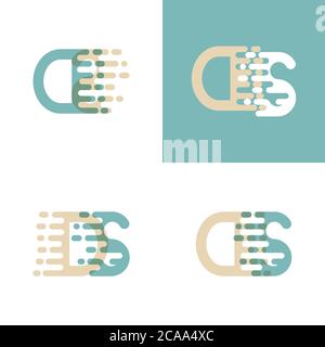 DS letters logo with accent speed in cream and pastel green Stock Vector