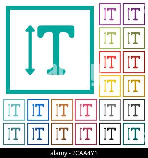 Adjust font height flat color icons with quadrant frames on white background Stock Vector
