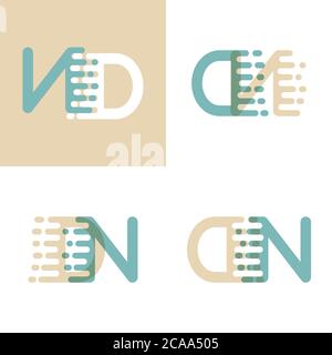 DN letters logo with accent speed in cream and pastel green Stock Vector