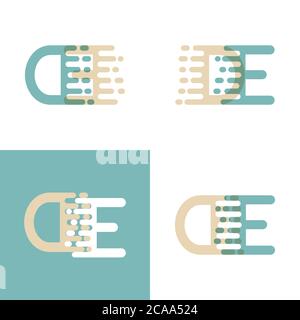 DE letters logo with accent speed in cream and pastel green Stock Vector