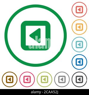 Toggle left flat color icons in round outlines on white background Stock Vector