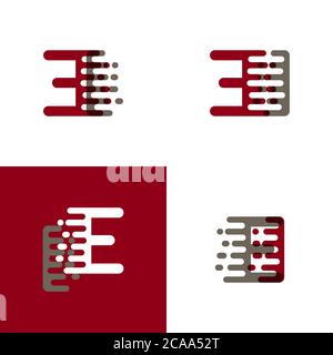 EI letters logo with accent speed in drak red and gray Stock Vector