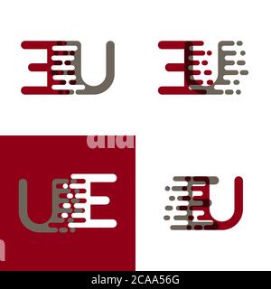 EU letters logo with accent speed in drak red and gray Stock Vector