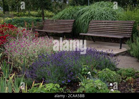 HEMEL HEMPSTEAD - ENGLAND 04 AUG: Garden display by the The Jellicoe Water Gardens in Hemel Hempstead, UK on the 4th of August 2020 Stock Photo