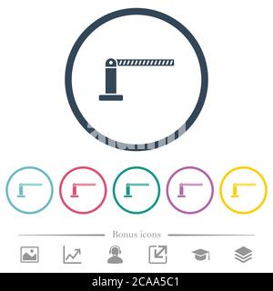 Closed barrier flat color icons in round outlines. 6 bonus icons included. Stock Vector