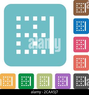 Right border white flat icons on color rounded square backgrounds Stock Vector