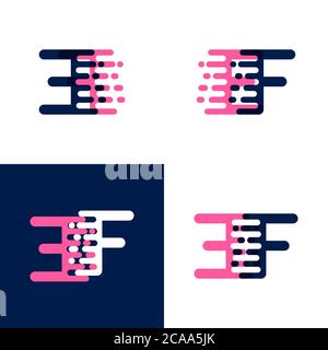 FE letters logo with accent speed in pink and drak purple Stock Vector