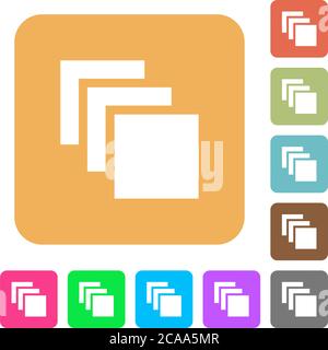 Multiple canvases flat icons on rounded square vivid color backgrounds. Stock Vector