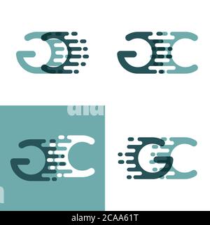 GC letters logo with accent speed in gray and dark green Stock Vector