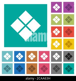 Diagonal tile pattern multi colored flat icons on plain square backgrounds. Included white and darker icon variations for hover or active effects. Stock Vector