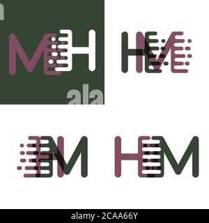 HM letters logo with accent speed in purple and dark green Stock Vector