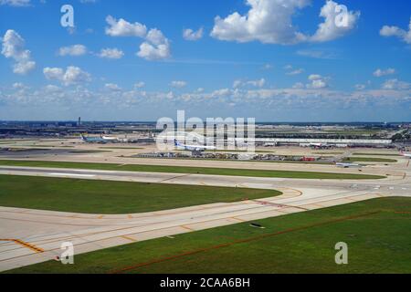 CHICAGO, IL -26 JUL 2020- View of the Chicago O'Hare International Airport (ORD) near Chicago, Illinois, United States. It is a hub for United Airline Stock Photo