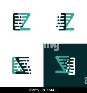 IZ letters logo with accent speed in light green and dark green Stock Vector