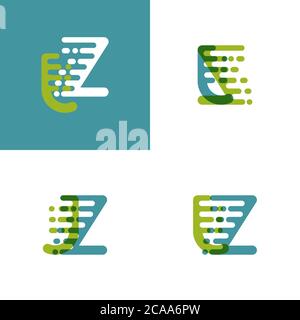 JZ letters logo with accent speed in light green and light blue Stock Vector