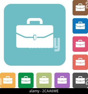Satchel with one buckle white flat icons on color rounded square backgrounds Stock Vector