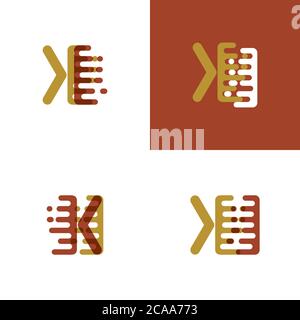 KI letters logo with accent speed in light brown and dark brown Stock Vector