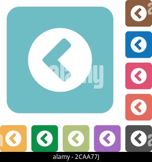 Chevron left white flat icons on color rounded square backgrounds Stock Vector