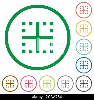 Inner borders flat color icons in round outlines on white background Stock Vector