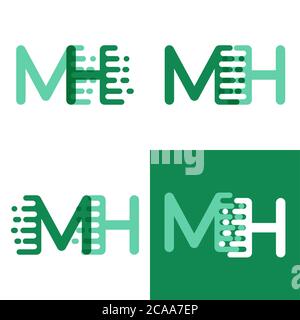 MH letters logo with accent speed in light green and dark green Stock Vector