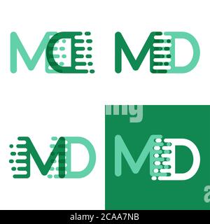 MD letters logo with accent speed in light green and dark green Stock Vector