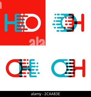 OH letters logo with accent speed in red and blue Stock Vector