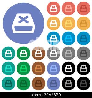 Uninstall multi colored flat icons on round backgrounds. Included white, light and dark icon variations for hover and active status effects, and bonus Stock Vector