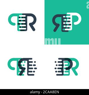 RP R P Pixel Letter Logo with Digital Shattered Black Squares. Creative ...
