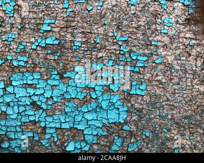 Blue Wooden Background. peeled blue paint on wood texture - vintage background Stock Photo