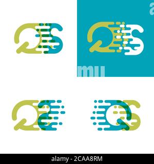 QS letters logo with accent speed in blue and light green Stock Vector