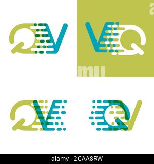QV letters logo with accent speed in blue and light green Stock Vector