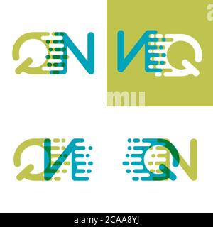 QN letters logo with accent speed in blue and light green Stock Vector