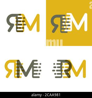RM letters logo with accent speed in brown and dark yellow Stock Vector