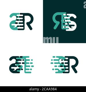 SR letters logo with accent speed in light green and dark green Stock Vector